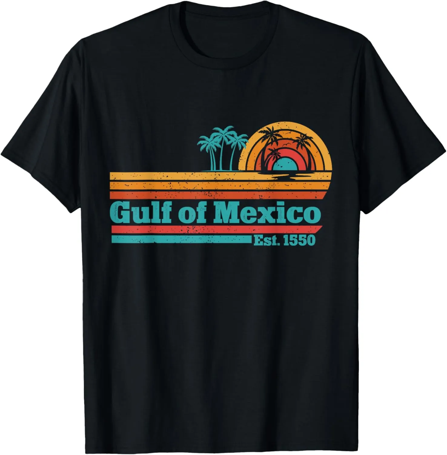 Gulf Of Mexico Est 1550 Vintage Sunset Beach T-Shirt