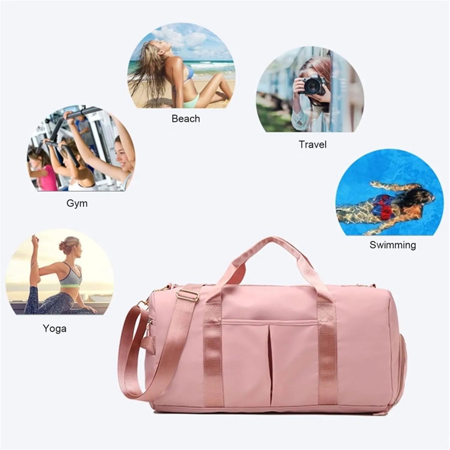 Gym Bag for Women with Shoe Compartment Durable Lightweight Yoga Large Handbag (Green)