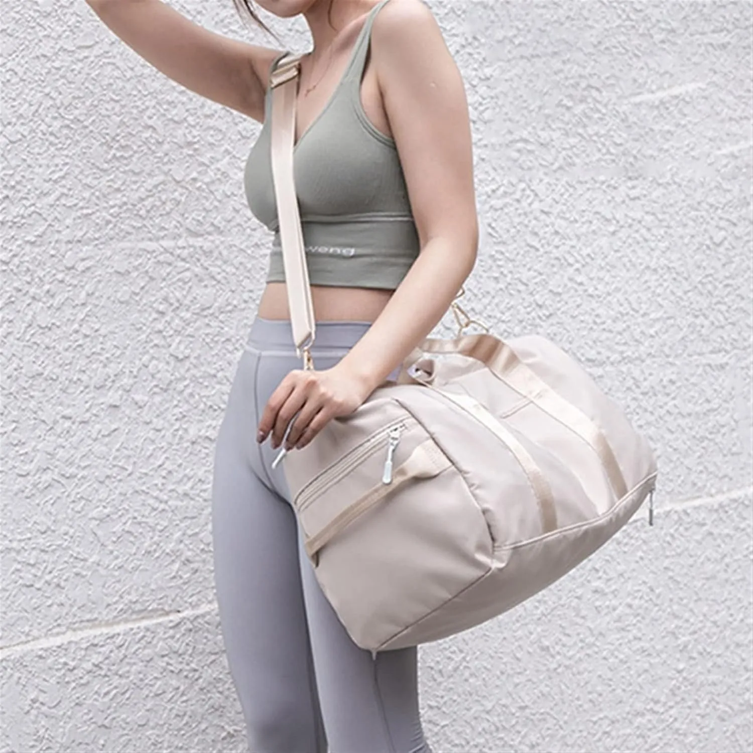 Gym Bag for Women with Shoe Compartment Durable Lightweight Yoga Large Handbag (Green)