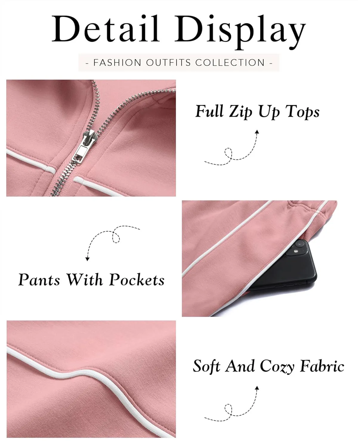 HAEOF Women 2 Piece Sweatsuit 2025 Fall Outfits Long Sleeve Zip Up Sweatshirt Jogger Pants Machting Lounge Sets Tracksuit