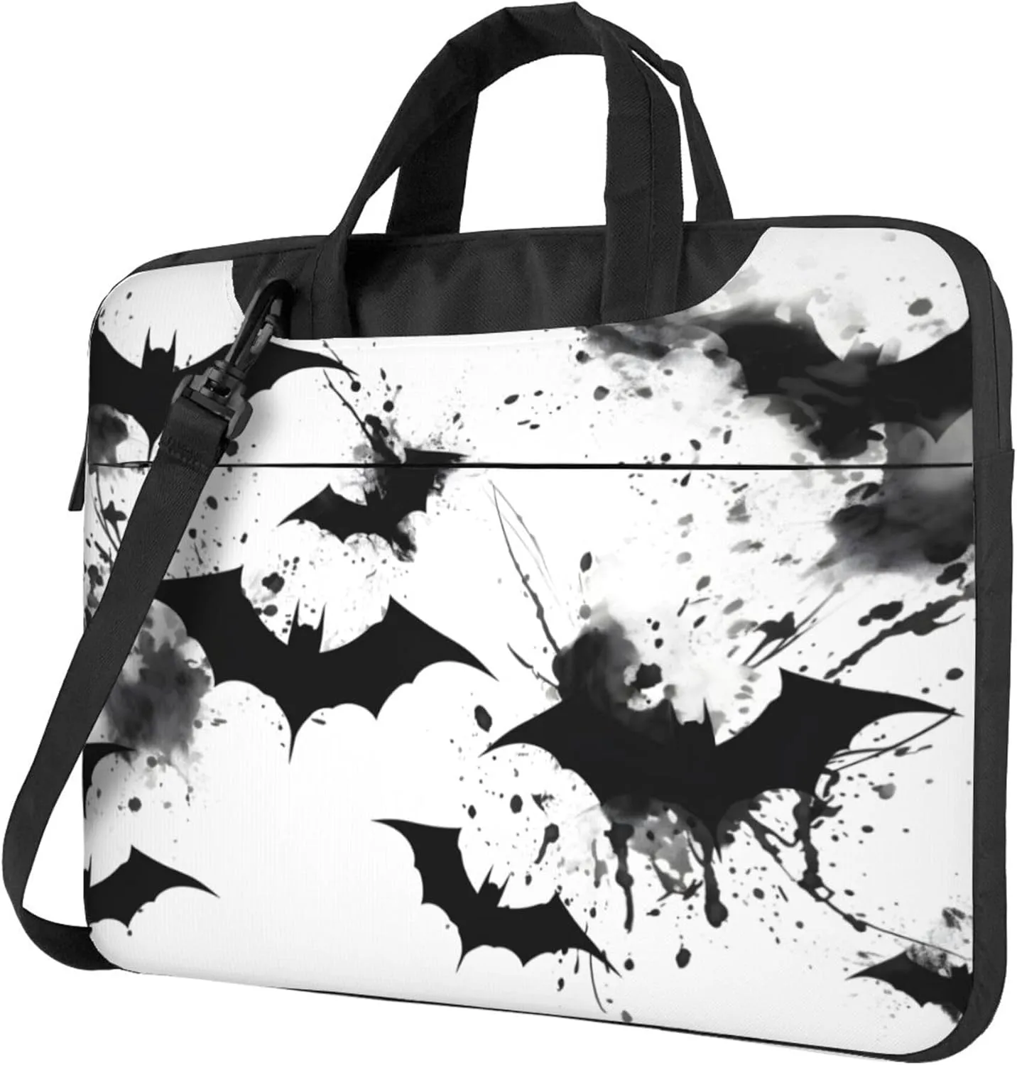 Halloween Black Bat Laptop Shoulder Bag for Women, Laptop Sleeve Case Durable Computer Bag