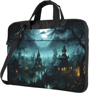Halloween Castle Tree Moon Laptop Shoulder Bag for Women, Laptop Sleeve Case Durable Computer Bag