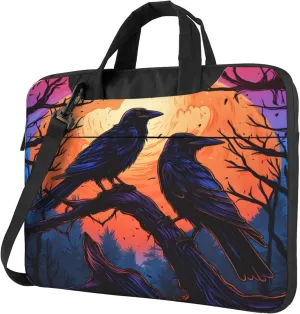 Halloween Crow Moon Tree Laptop Shoulder Bag for Women, Laptop Sleeve Case Durable Computer Bag