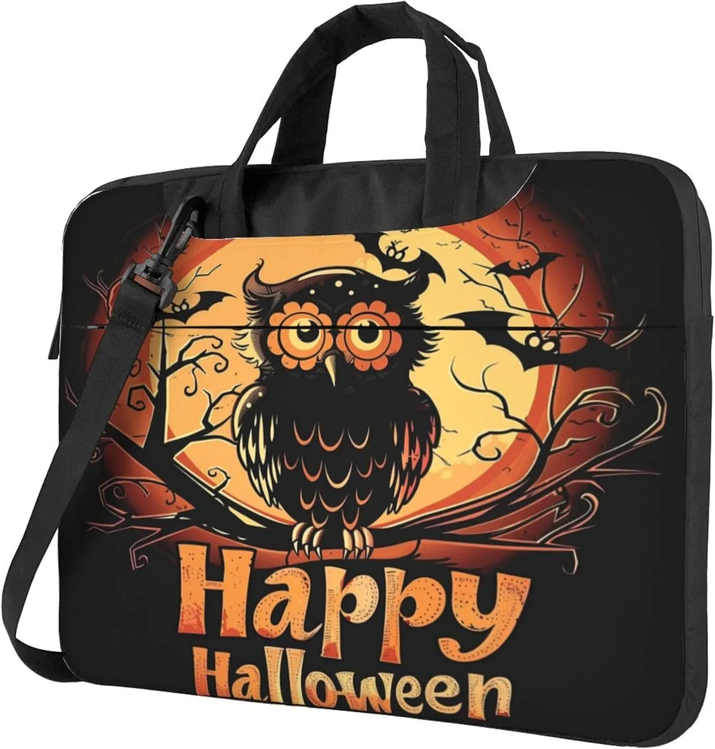 Halloween Moon Cat Bat Laptop Shoulder Bag for Women, Laptop Sleeve Case Durable Computer Bag