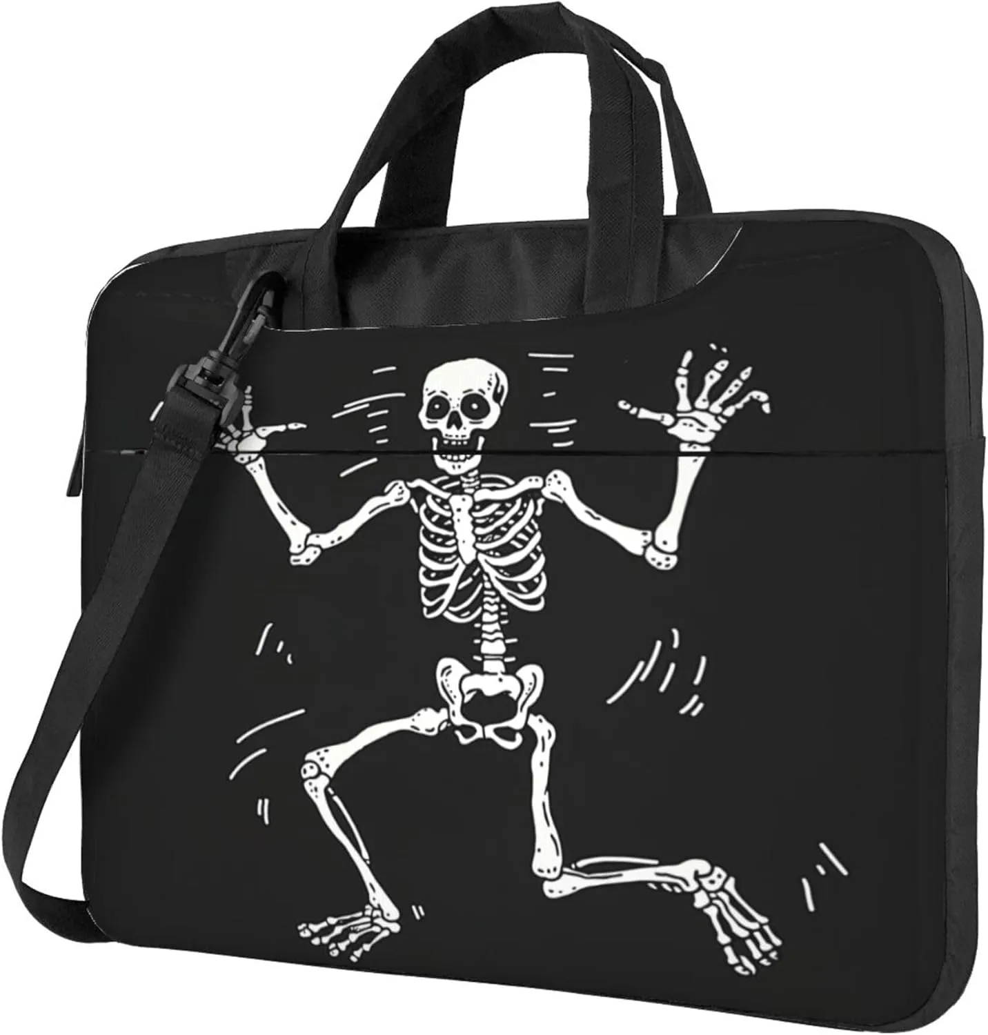 Halloween Skull Laptop Shoulder Bag for Women, Funny Skeleton Laptop Sleeve Case Durable Computer Bag