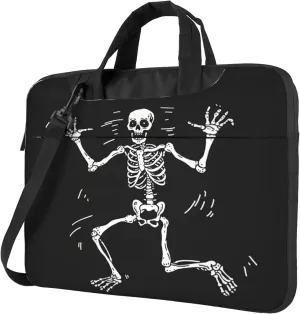 Halloween Skull Laptop Shoulder Bag for Women, Funny Skeleton Laptop Sleeve Case Durable Computer Bag