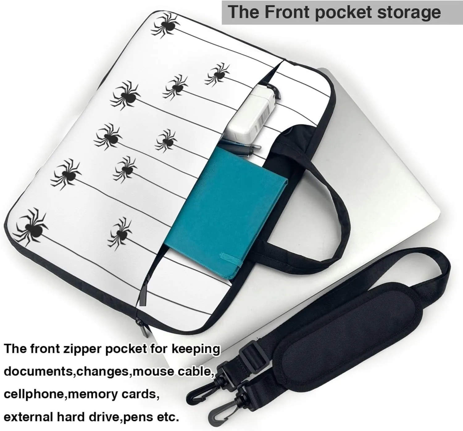 Halloween Spider Pattern Laptop Shoulder Bag for Women, Laptop Sleeve Case Durable Computer Bag