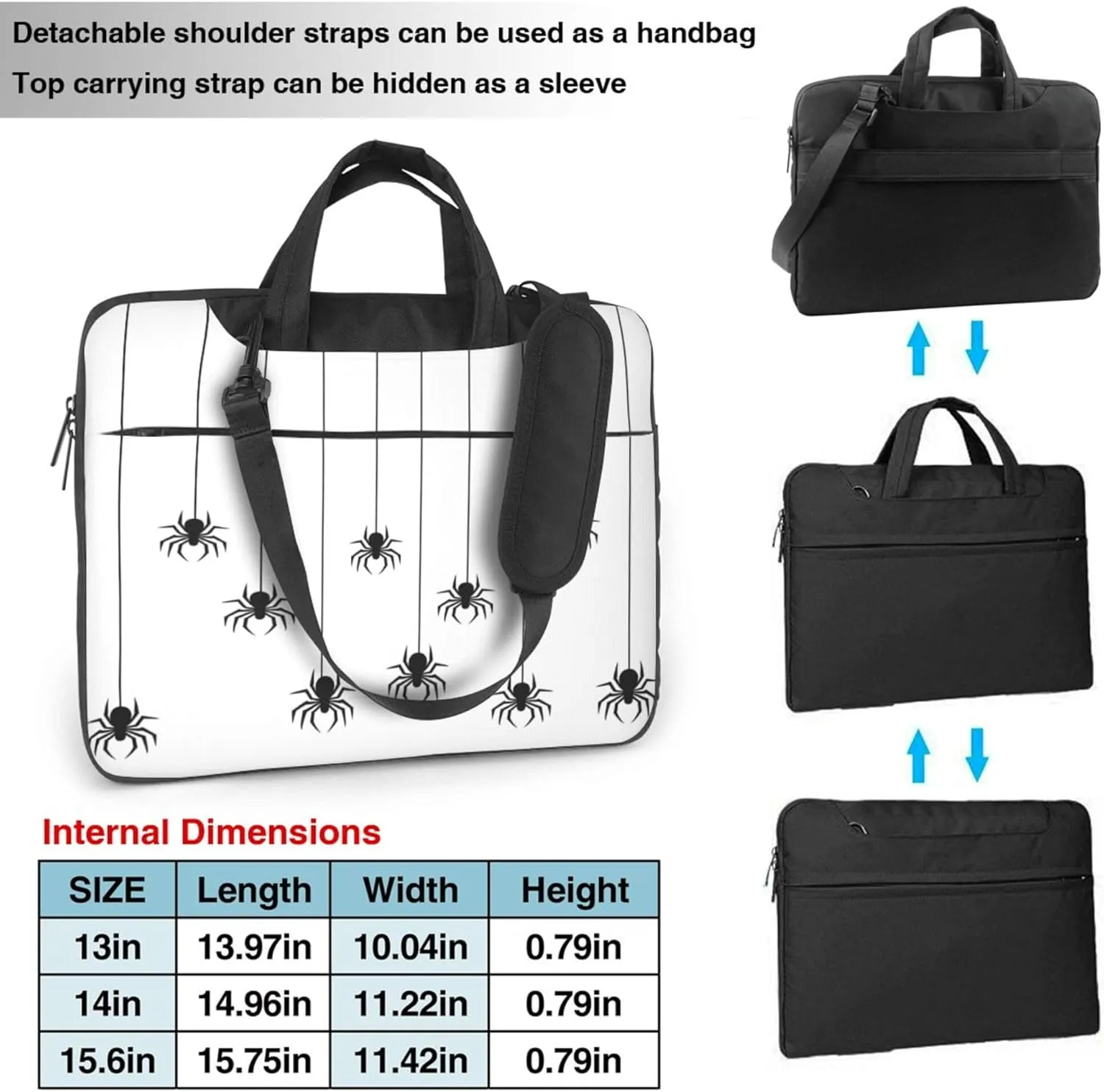 Halloween Spider Pattern Laptop Shoulder Bag for Women, Laptop Sleeve Case Durable Computer Bag