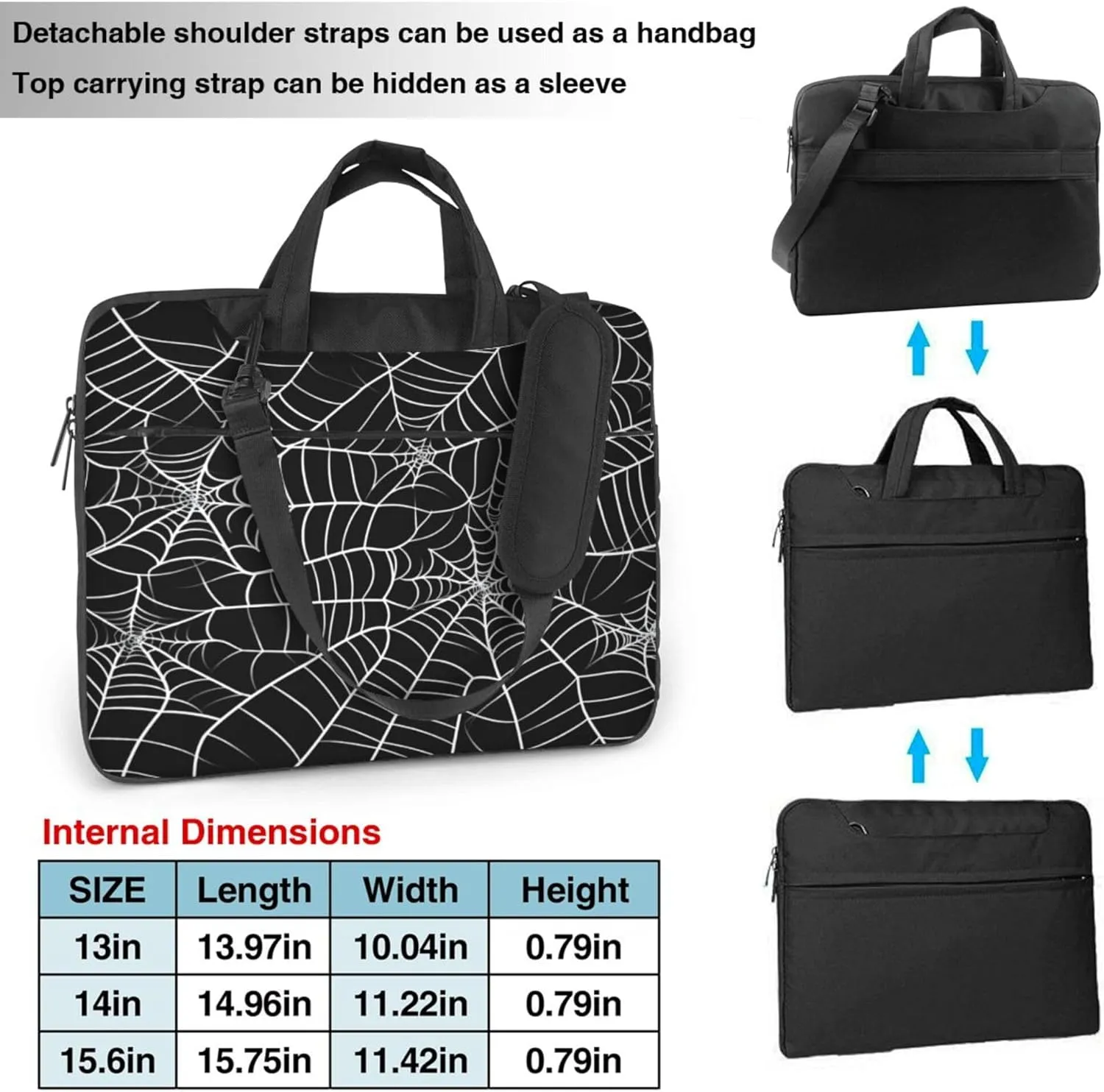 Halloween Webs Laptop Shoulder Bag for Women, White Texture Laptop Sleeve Case Durable Computer Bag