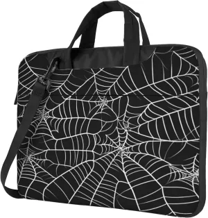 Halloween Webs Laptop Shoulder Bag for Women, White Texture Laptop Sleeve Case Durable Computer Bag