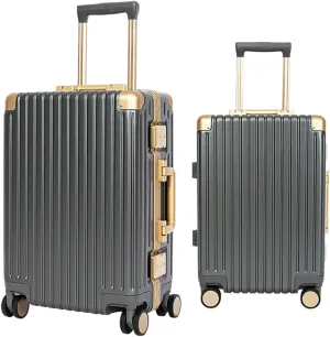 Hard Shell Suitcase Expandable Wheel Luggage Lightweight Durable High Capacity with Double Spinner Wheels,Grey,26in