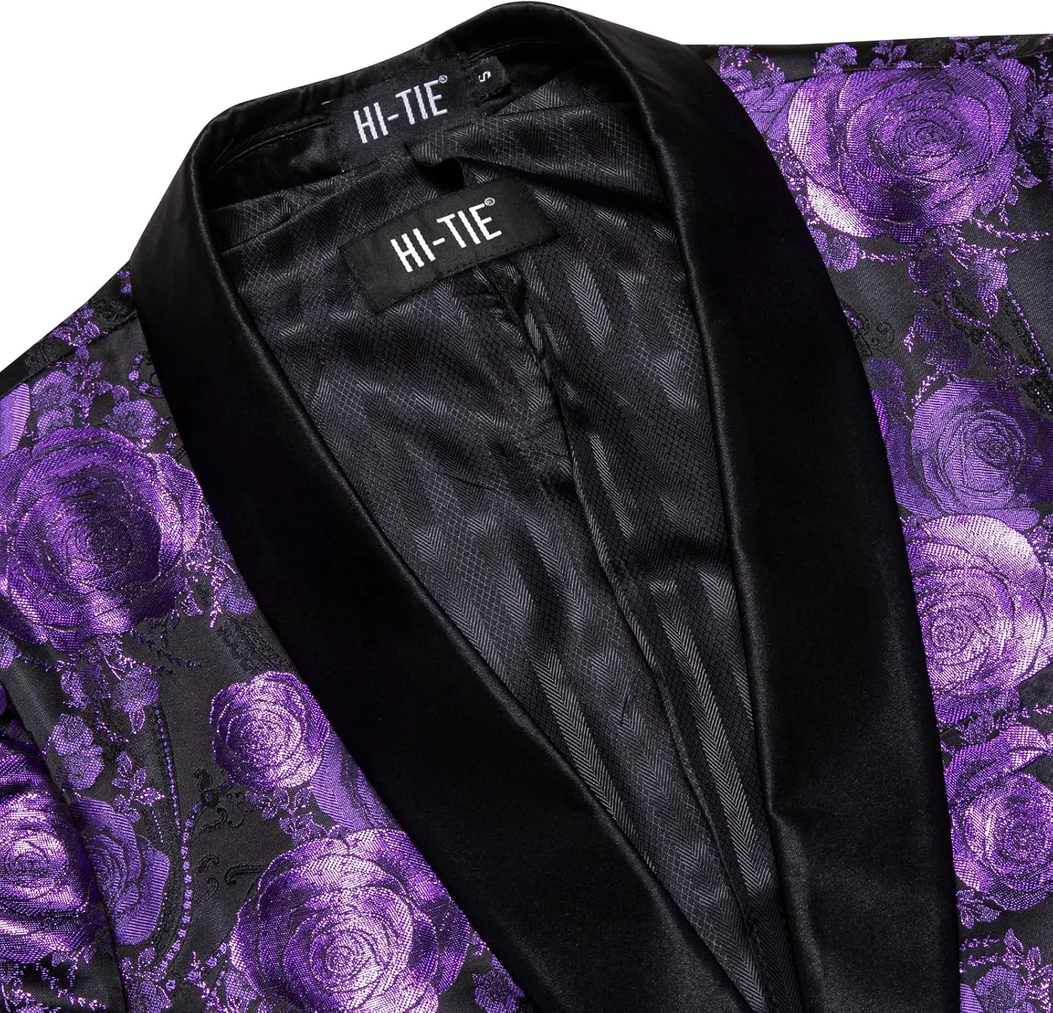 Hi-Tie Stylish Men Suit Jacket Blazer Shawl Lapel One Button Slim Fit Long Sleeve Jacket Tuxedo Party Dinner