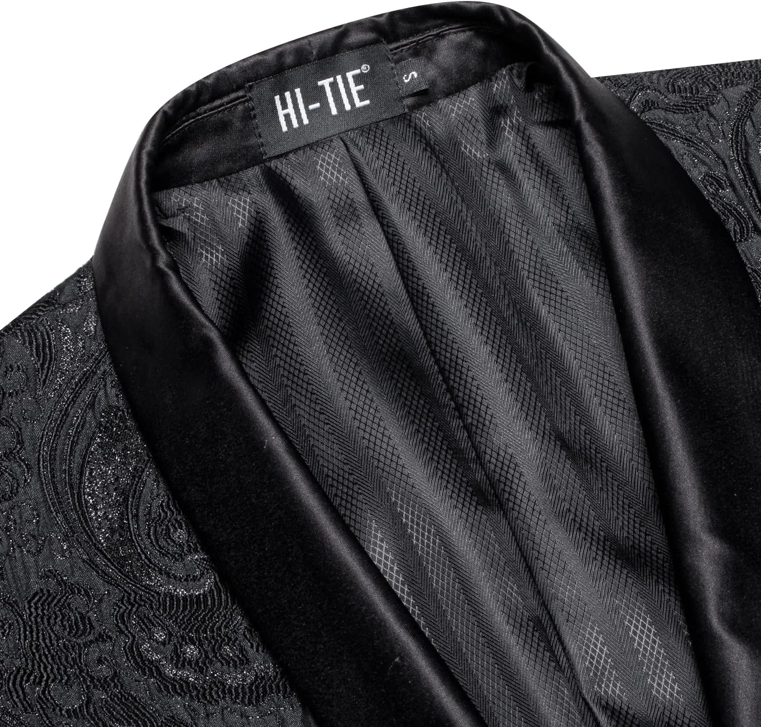 Hi-Tie Stylish Men Suit Jacket Blazer Shawl Lapel One Button Slim Fit Long Sleeve Jacket Tuxedo Party Dinner