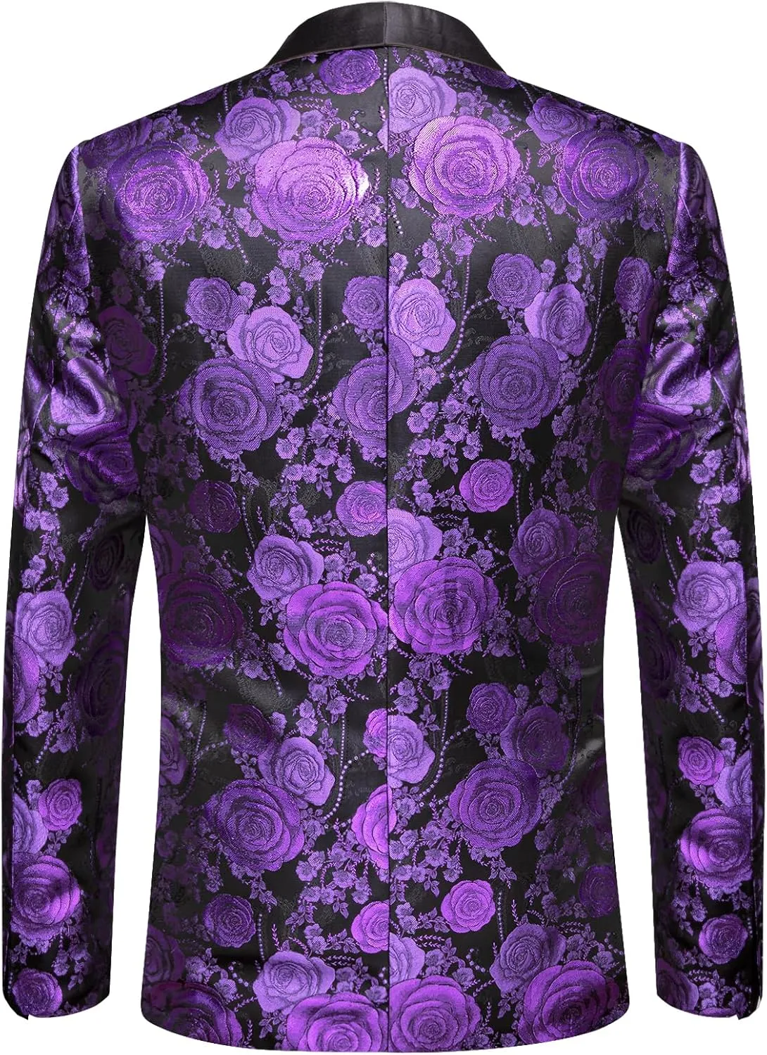 Hi-Tie Stylish Men Suit Jacket Blazer Shawl Lapel One Button Slim Fit Long Sleeve Jacket Tuxedo Party Dinner