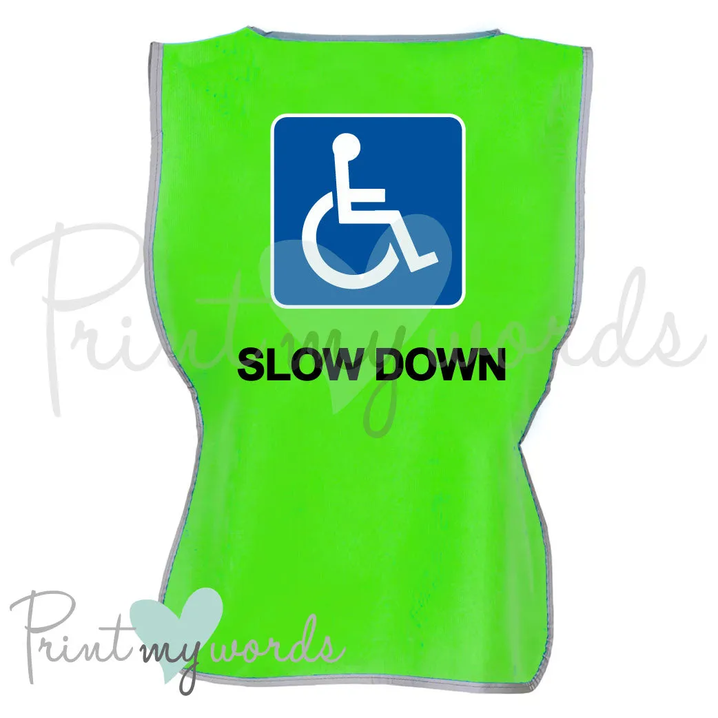 High Visibility Hi Vis Equestrian Reflective Vest Tabard Waistcoat DISABLED, SLOW DOWN hi-viz