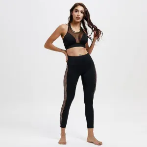 High Waist Bum Scrunch Mesh Patchwork Leggings