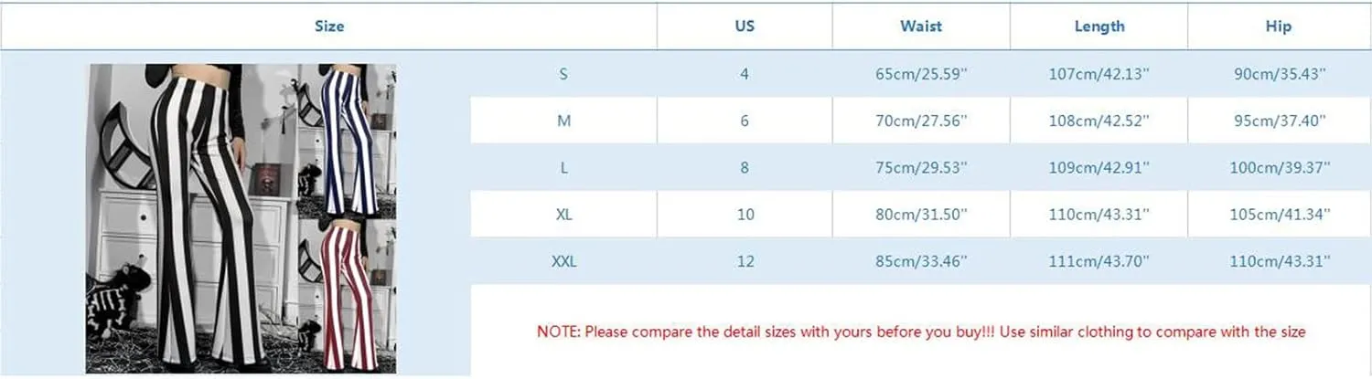 High Waist Vertical Stripe Bell Pants Flare Bottoms Trousers with Stretch Perfect for Women of Plus Size Womens