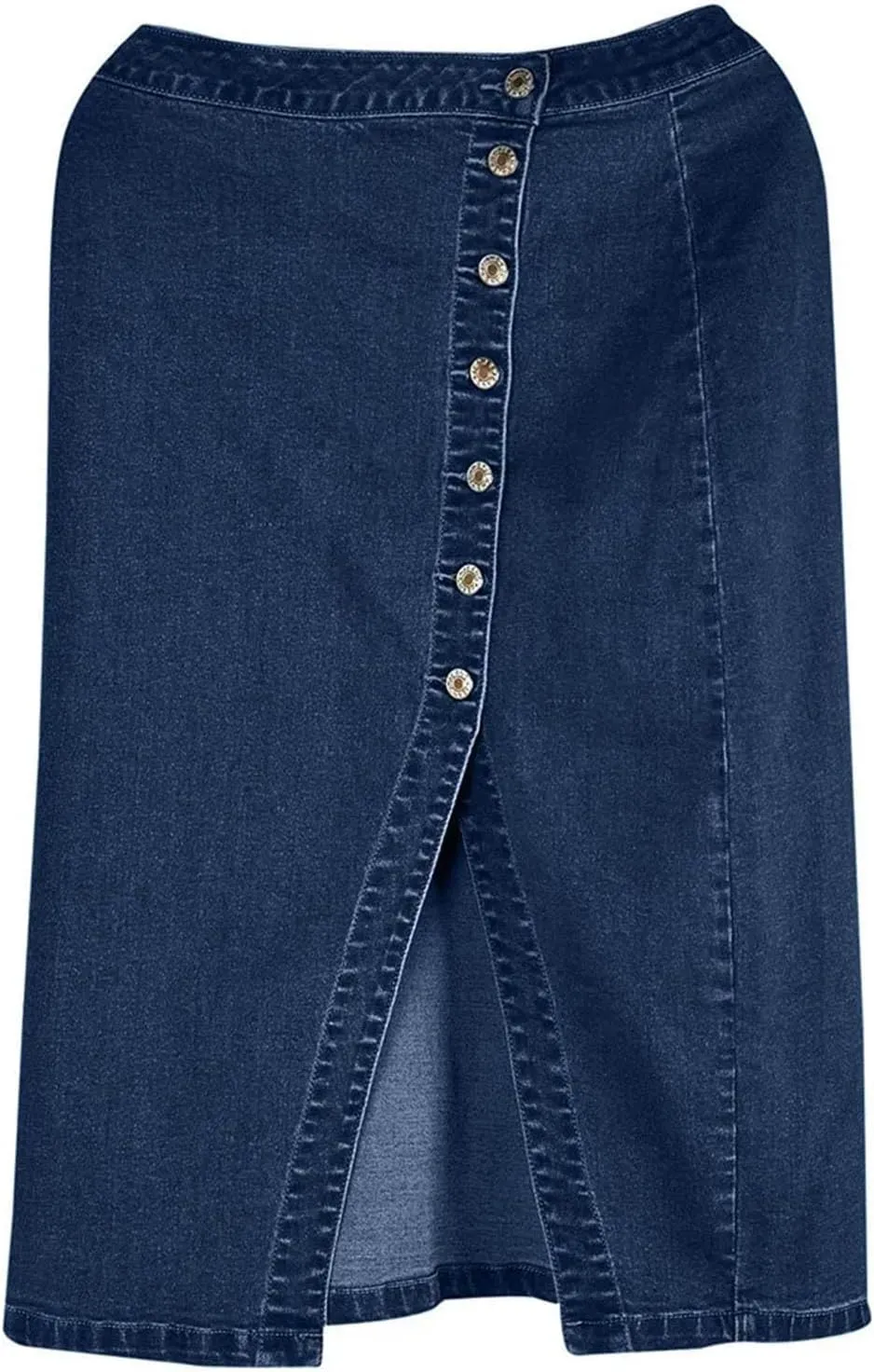 High Waisted Button Blow Knee Blue Jean Skirts for Women Fashion High Strecth Slim Fit Denim Pencil Skirt