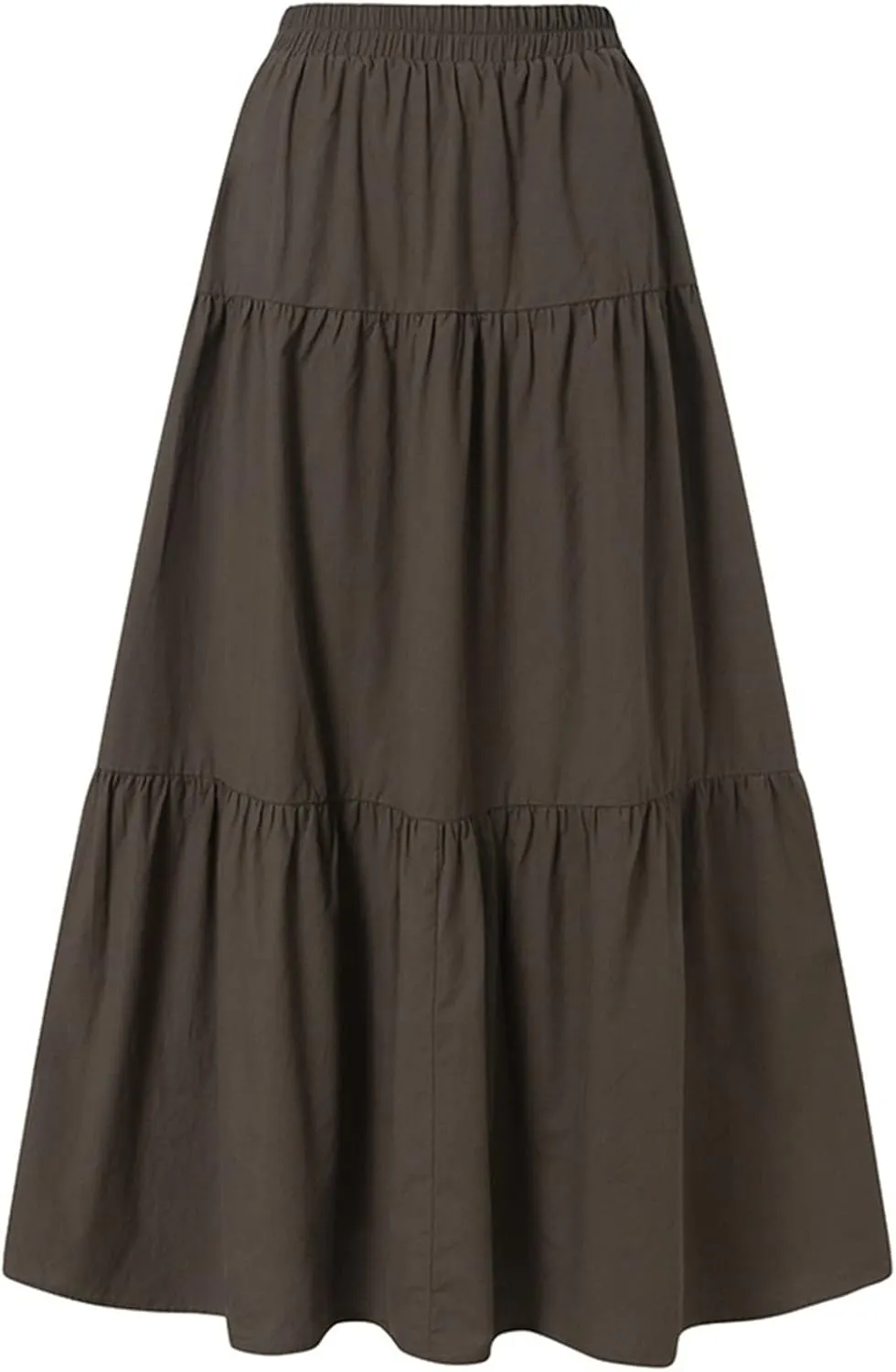 High Waisted Skirts for Women,Spring Summer Ruffled Casual Long Skirt Plain Retro Pleated Skirt Casual Flowy Skirts