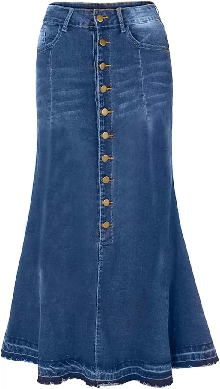 High Waisted Skirts for Women,Spring Summer Ruffled Casual Long Skirt Plain Retro Pleated Skirt Casual Flowy Skirts
