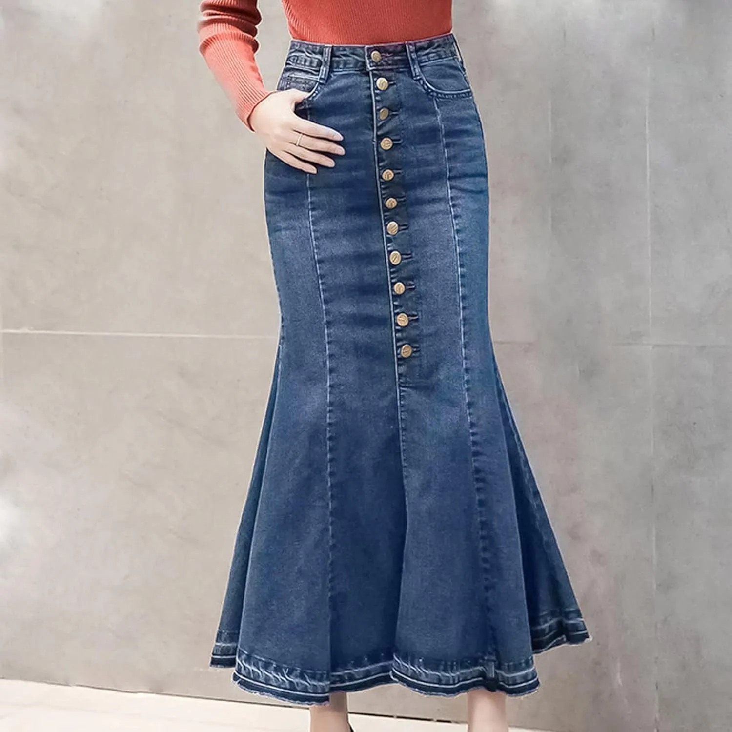 High Waisted Skirts for Women,Spring Summer Ruffled Casual Long Skirt Plain Retro Pleated Skirt Casual Flowy Skirts