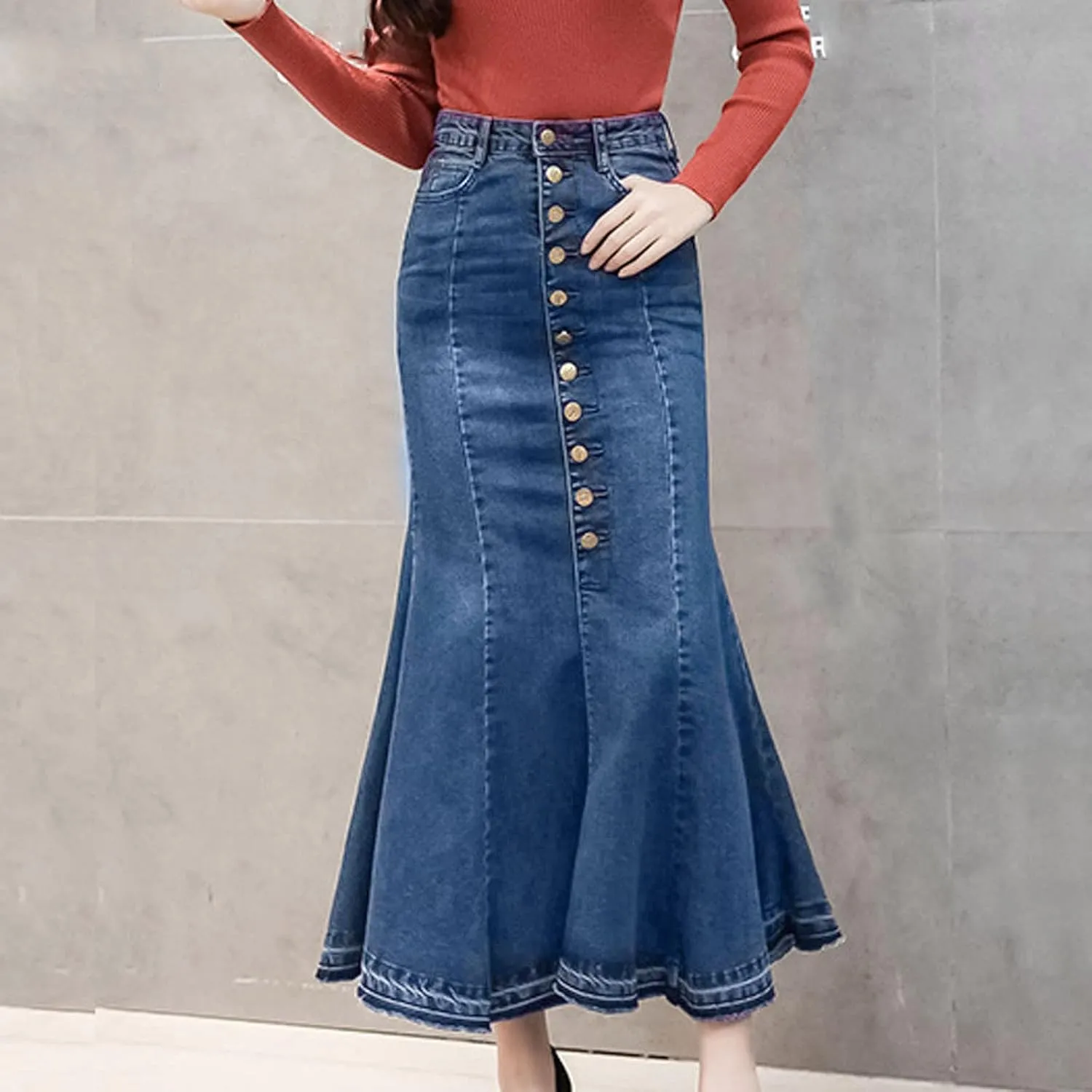 High Waisted Skirts for Women,Spring Summer Ruffled Casual Long Skirt Plain Retro Pleated Skirt Casual Flowy Skirts