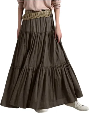 High Waisted Skirts for Women,Spring Summer Ruffled Casual Long Skirt Plain Retro Pleated Skirt Casual Flowy Skirts