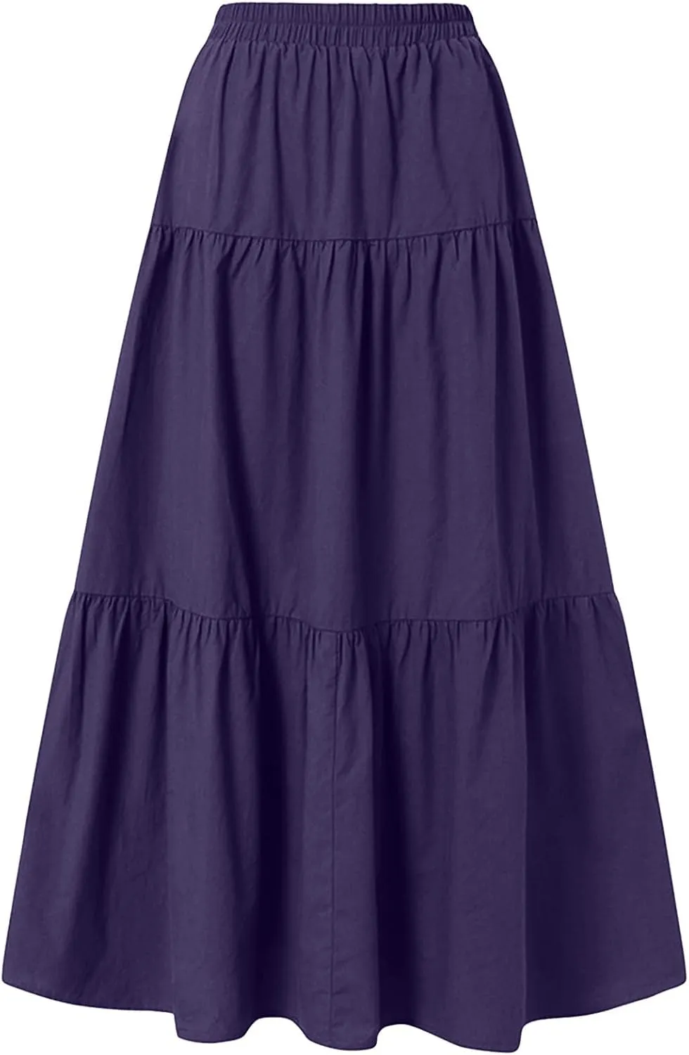 High Waisted Skirts for Women,Spring Summer Ruffled Casual Long Skirt Plain Retro Pleated Skirt Casual Flowy Skirts