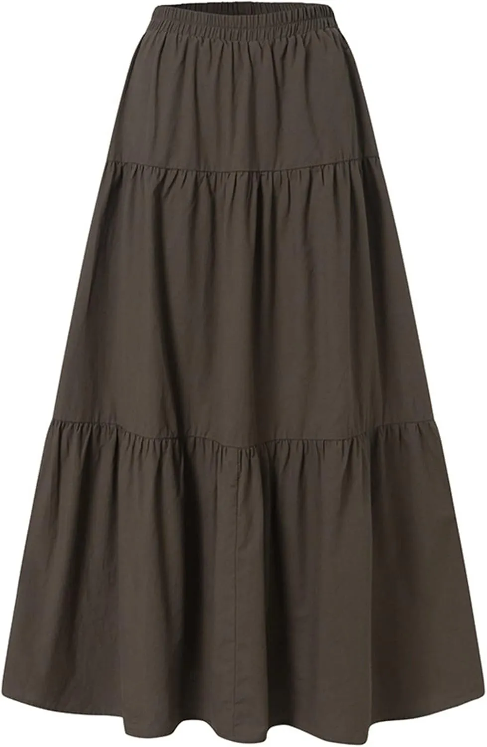 High Waisted Skirts for Women,Spring Summer Ruffled Casual Long Skirt Plain Retro Pleated Skirt Casual Flowy Skirts
