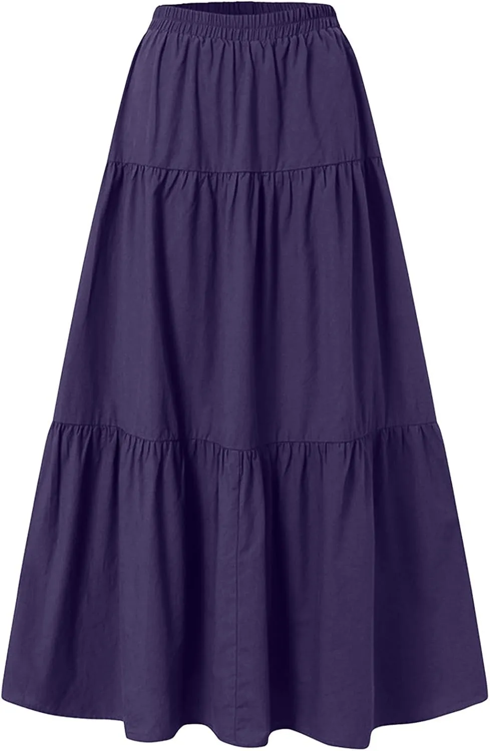 High Waisted Skirts for Women,Spring Summer Ruffled Casual Long Skirt Plain Retro Pleated Skirt Casual Flowy Skirts