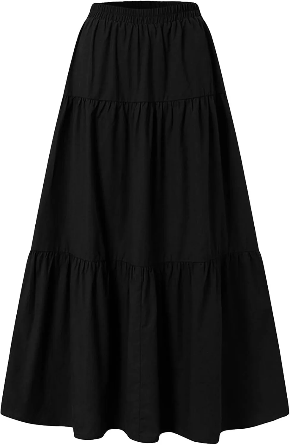 High Waisted Skirts for Women,Spring Summer Ruffled Casual Long Skirt Plain Retro Pleated Skirt Casual Flowy Skirts