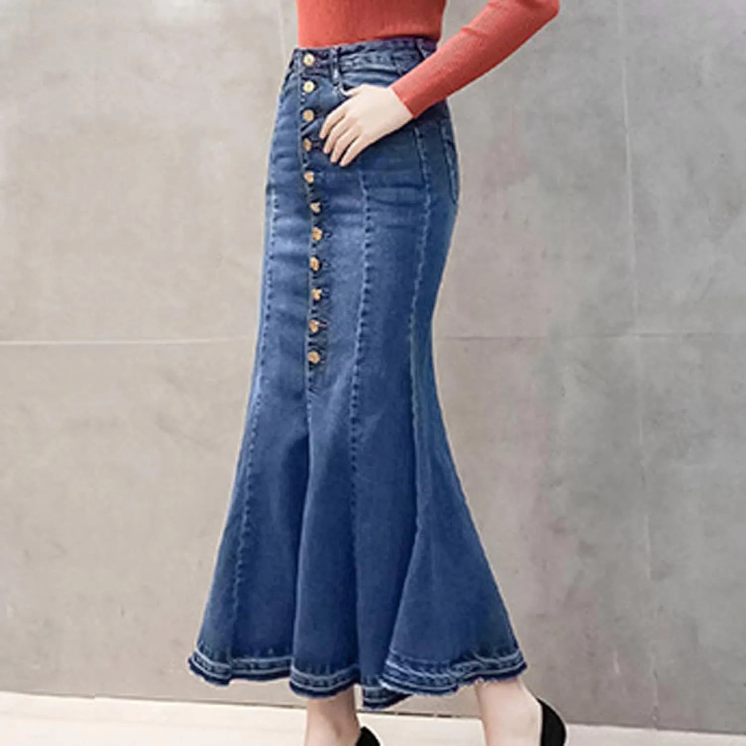 High Waisted Skirts for Women,Spring Summer Ruffled Casual Long Skirt Plain Retro Pleated Skirt Casual Flowy Skirts