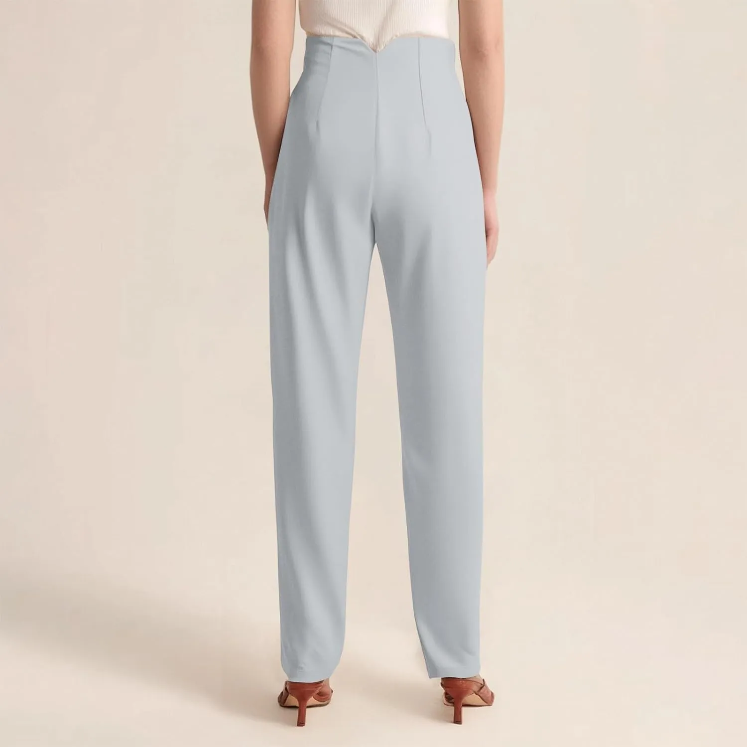 High Waisted Wide Leg Office Work Dress Pants for Women Business Casual Pull on Straight Leg Slacks Trousers Pockets