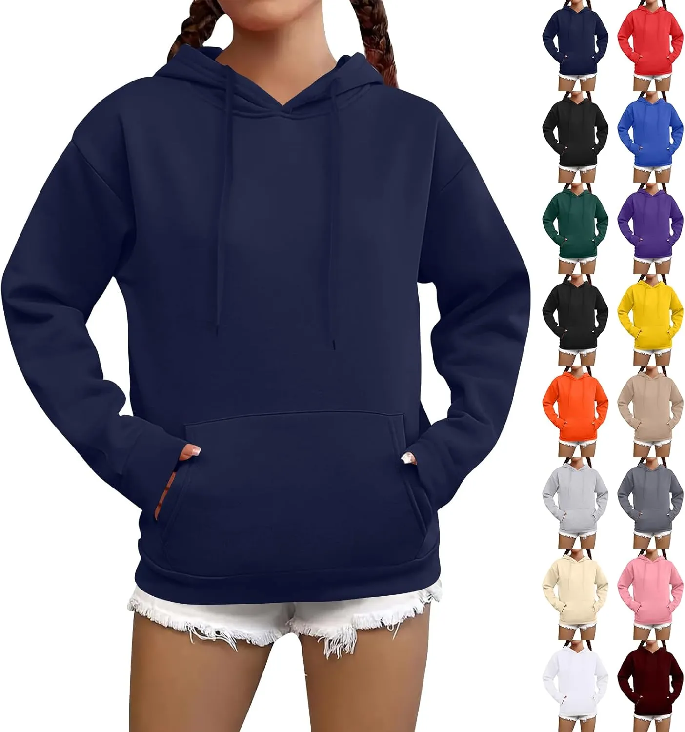 Hoodies for Women Trendy Tunic Hoodie Pullover Simple Long Sleeve Comfy Y2k Hoodie Sweatshirts Loose Fit Hoodie