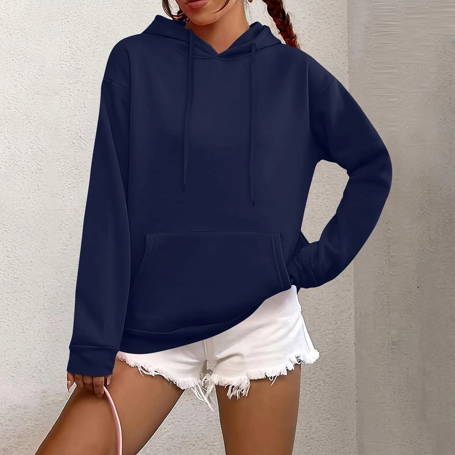 Hoodies for Women Trendy Tunic Hoodie Pullover Simple Long Sleeve Comfy Y2k Hoodie Sweatshirts Loose Fit Hoodie