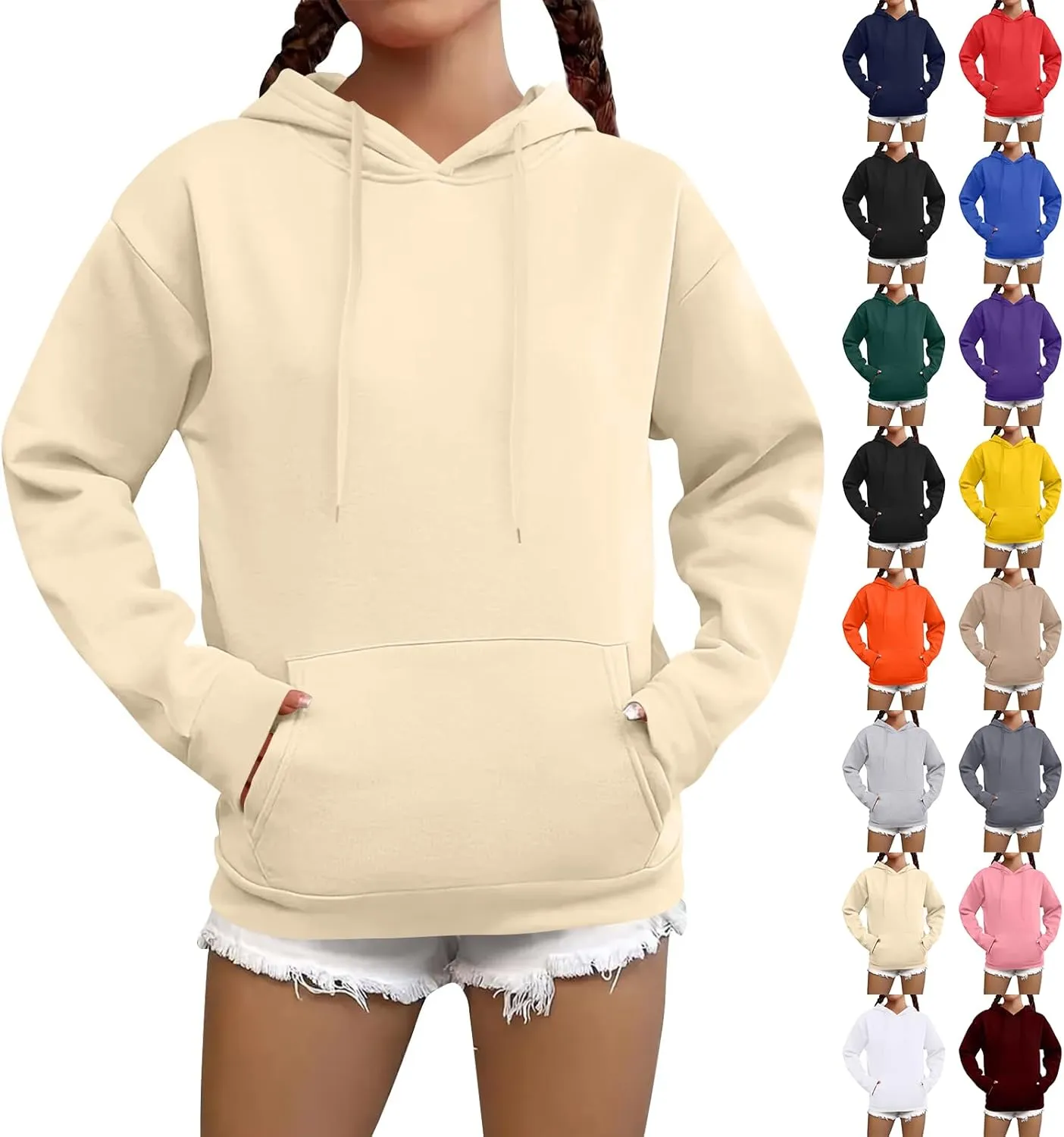 Hoodies for Women Trendy Tunic Hoodie Pullover Simple Long Sleeve Comfy Y2k Hoodie Sweatshirts Loose Fit Hoodie