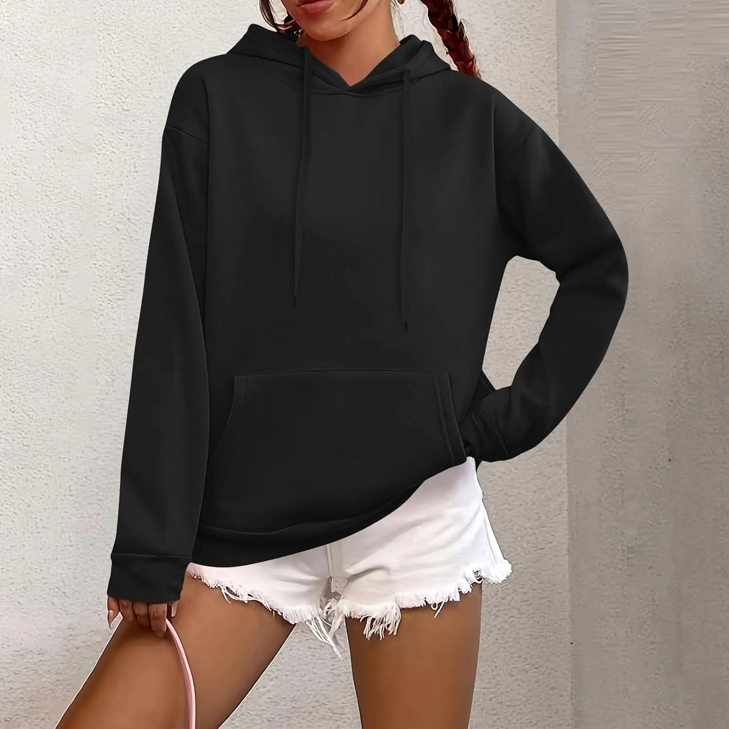 Hoodies for Women Trendy Tunic Hoodie Pullover Simple Long Sleeve Comfy Y2k Hoodie Sweatshirts Loose Fit Hoodie