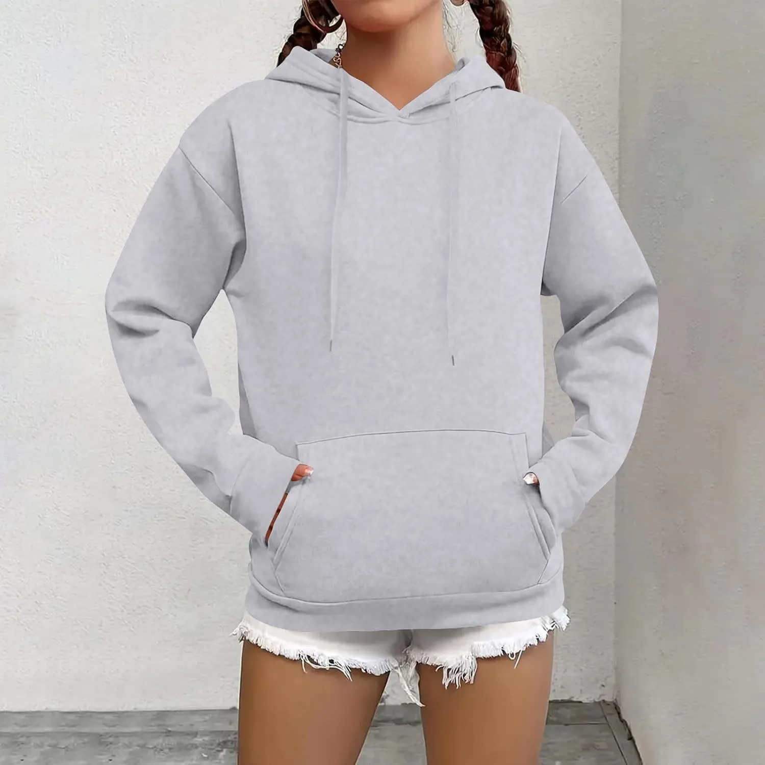 Hoodies for Women Trendy Tunic Hoodie Pullover Simple Long Sleeve Comfy Y2k Hoodie Sweatshirts Loose Fit Hoodie
