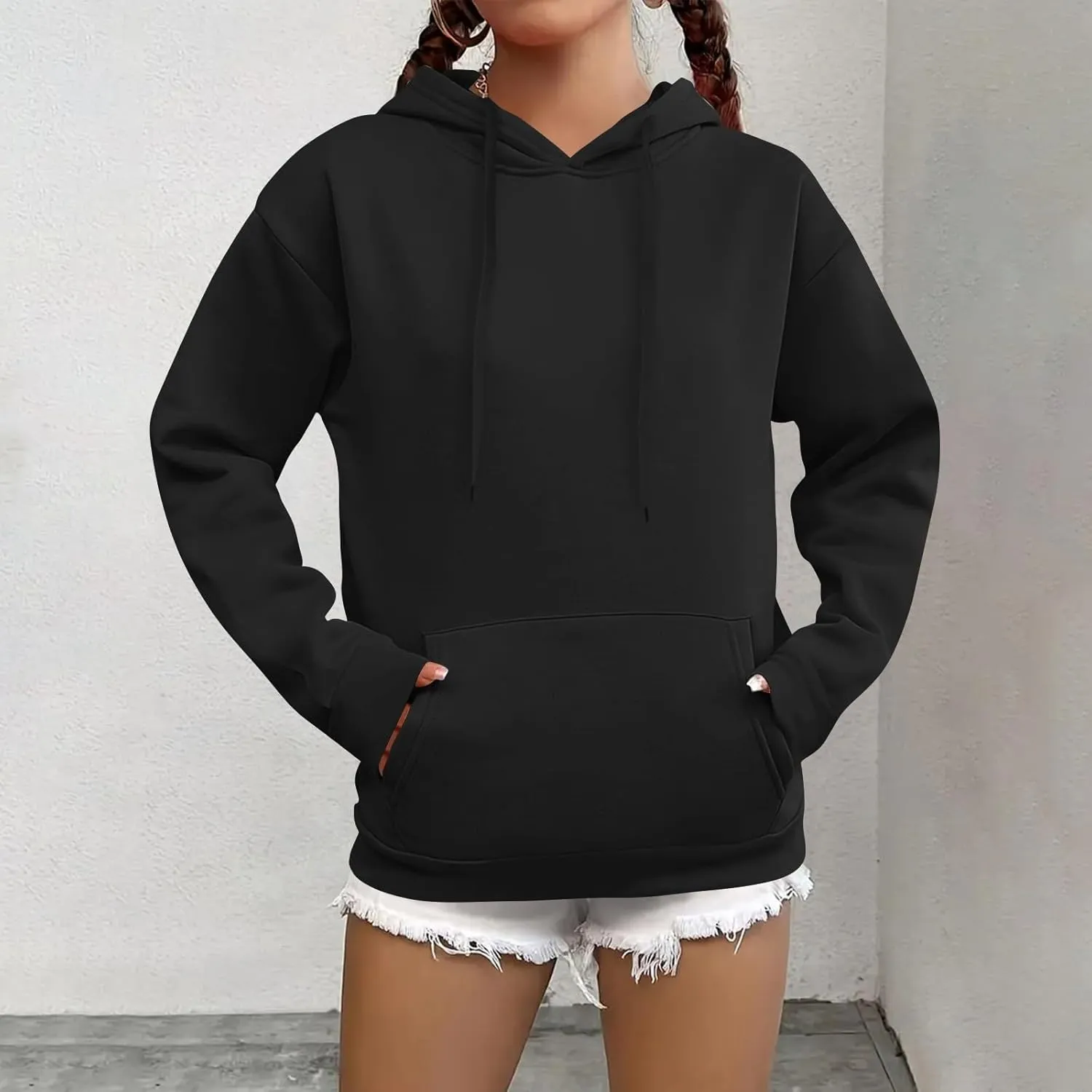Hoodies for Women Trendy Tunic Hoodie Pullover Simple Long Sleeve Comfy Y2k Hoodie Sweatshirts Loose Fit Hoodie