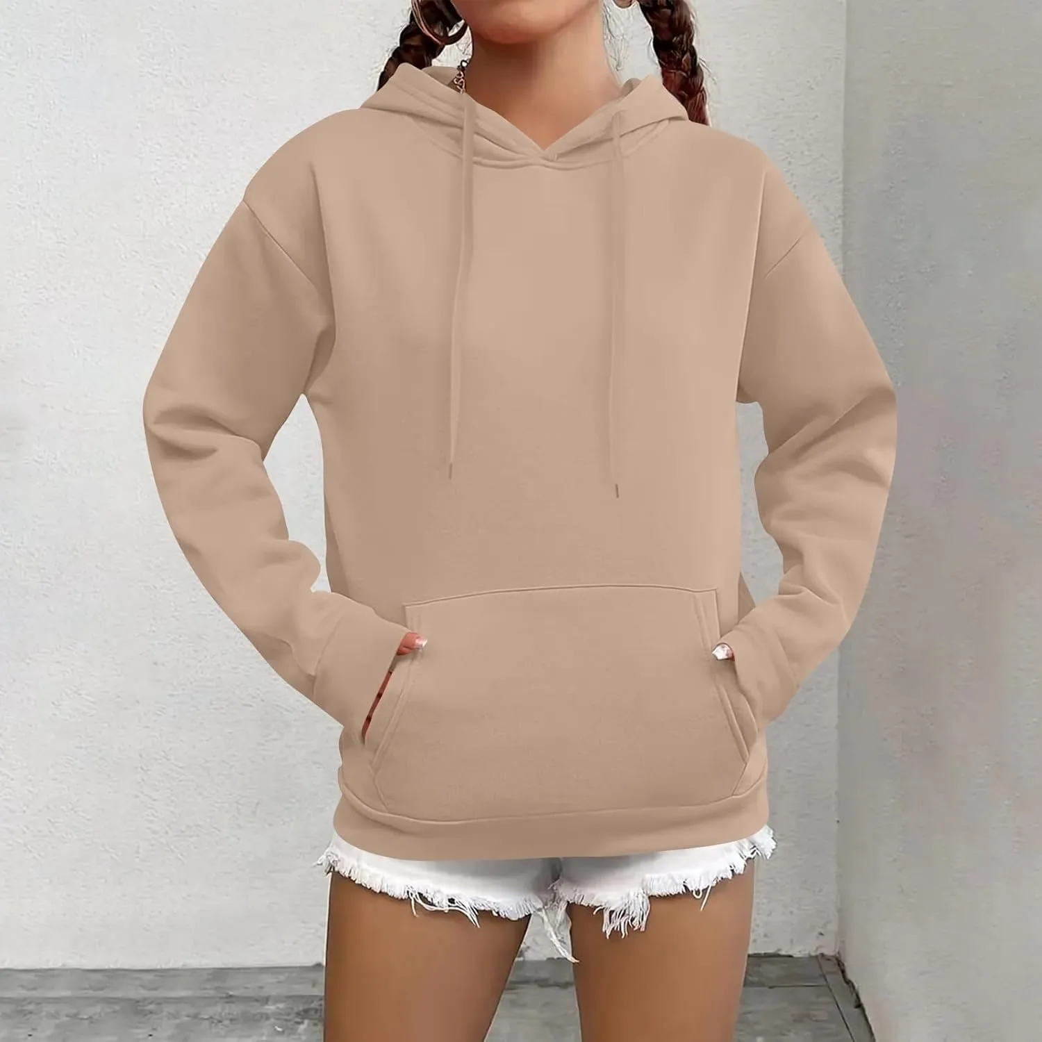 Hoodies for Women Trendy Tunic Hoodie Pullover Simple Long Sleeve Comfy Y2k Hoodie Sweatshirts Loose Fit Hoodie