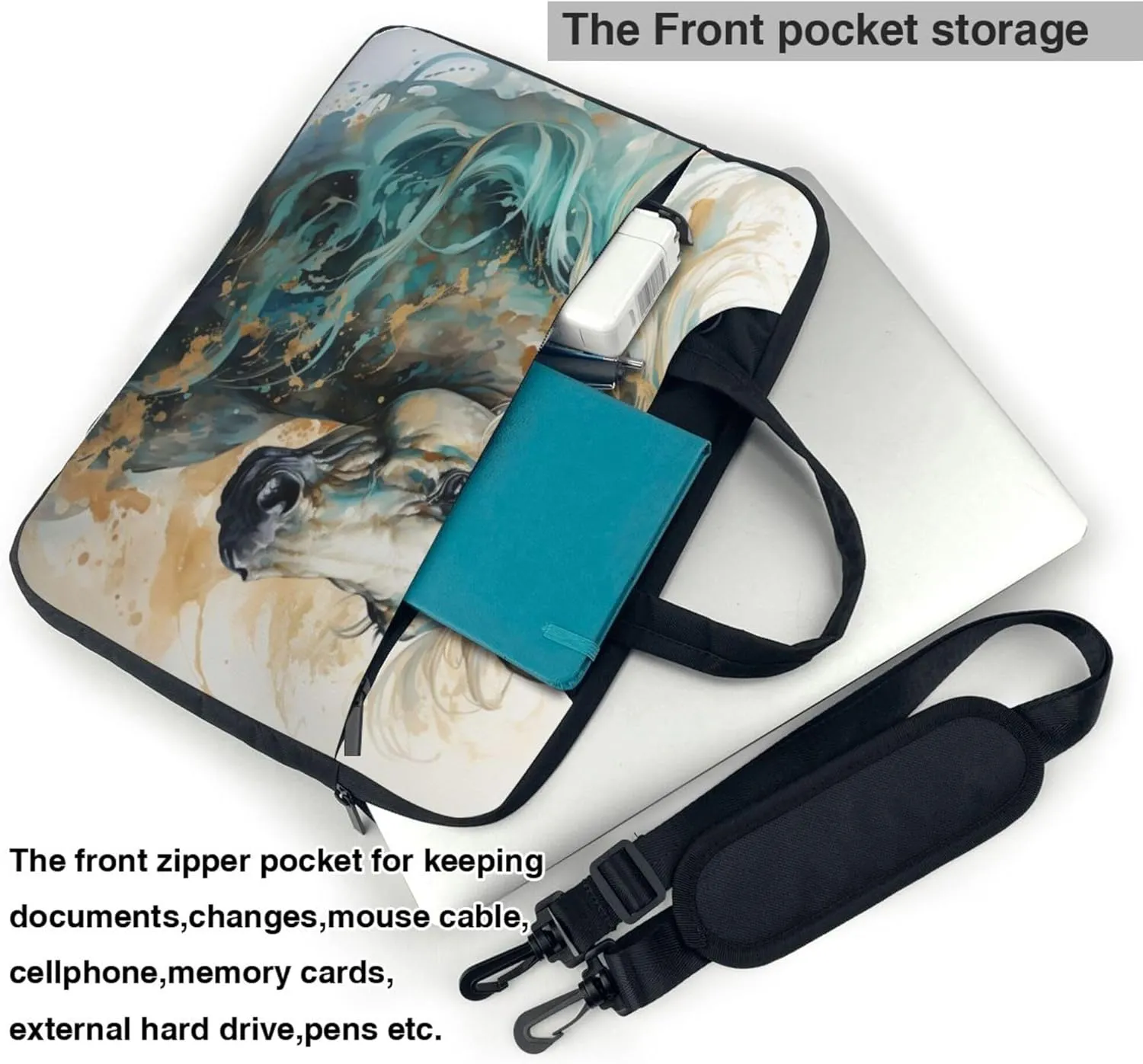 Horse Abstract Animal Laptop Shoulder Bag for Women, Laptop Sleeve Case Durable Computer Bag