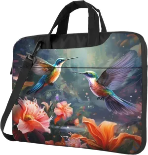 Hummingbird Bird Flower Laptop Shoulder Bag for Women, Laptop Sleeve Case Durable Computer Bag