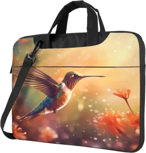 Hummingbird Flowers Bird Laptop Shoulder Bag for Women, Laptop Sleeve Case Durable Computer Bag