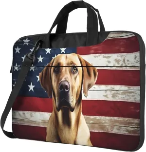 Independence Day Cute Dog Animal Laptop Shoulder Bag for Women, Laptop Sleeve Case Durable Computer Bag