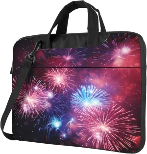 Independence Day Fireworks Painted Laptop Shoulder Bag for Women, Laptop Sleeve Case Durable Computer Bag