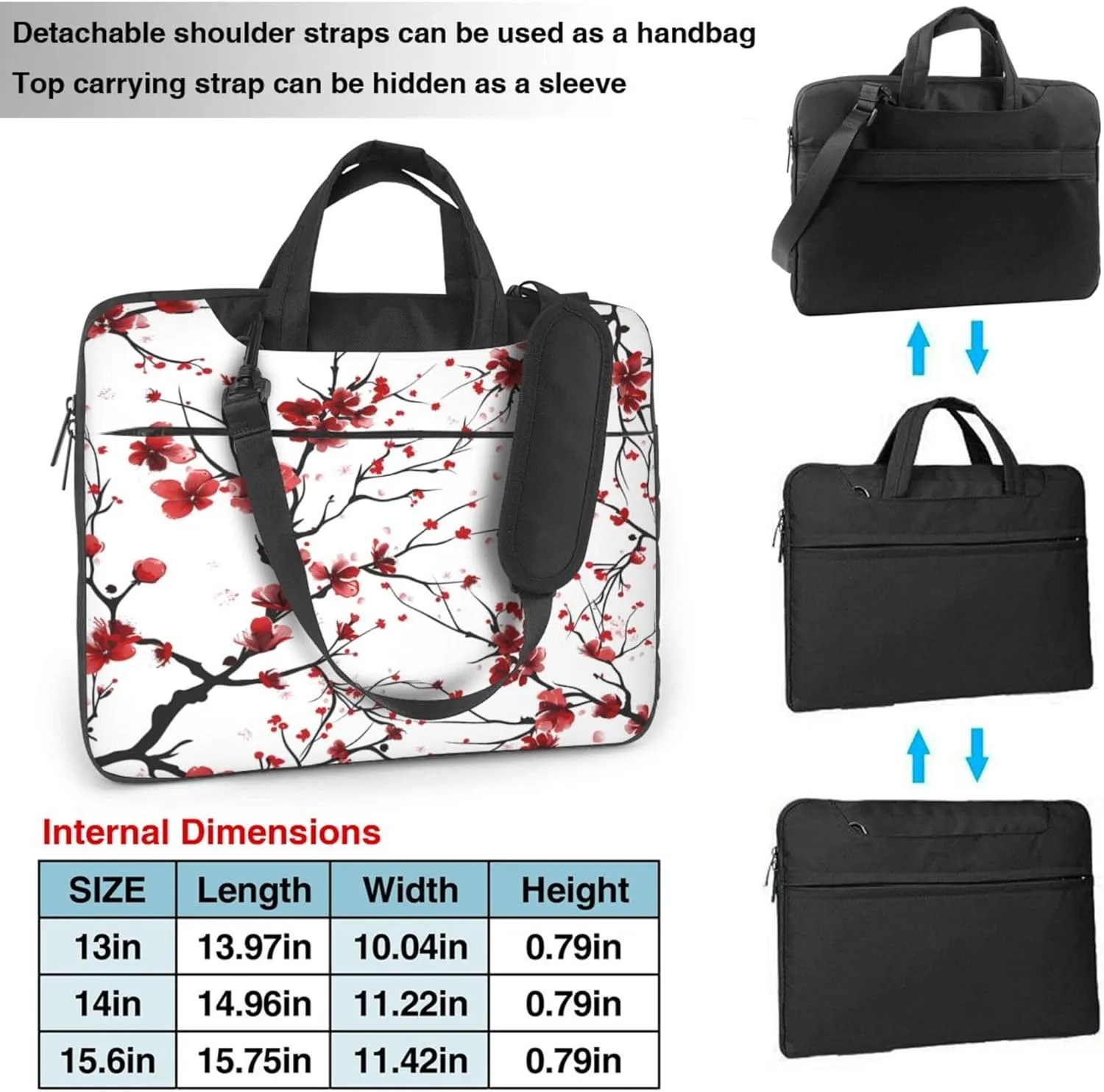 Japan Cherry Blossoms Flowers Laptop Shoulder Bag for Women, Laptop Sleeve Case Durable Computer Bag