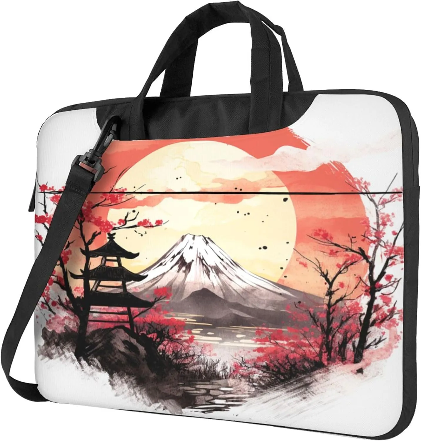 Japan Traditional Painting Laptop Shoulder Bag for Women, Laptop Sleeve Case Durable Computer Bag