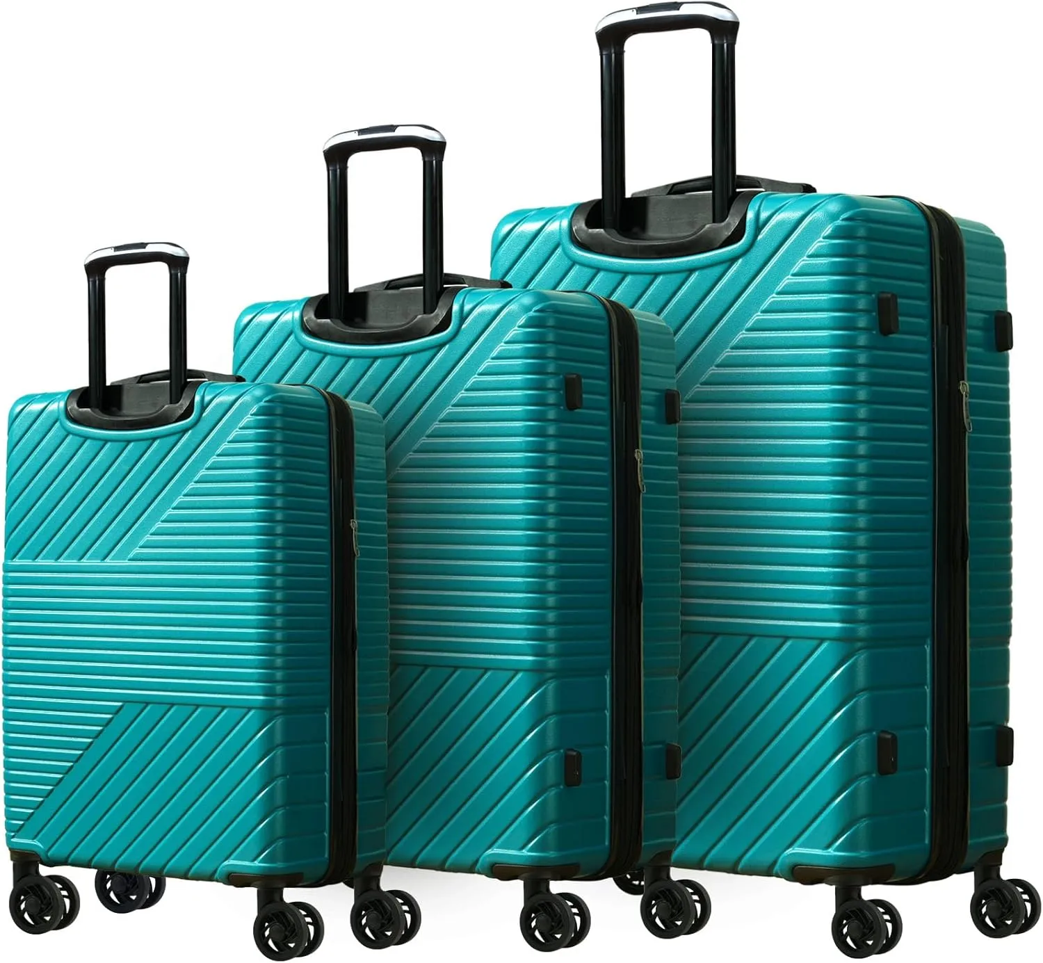JCSD Durable Hardshell Luggage Set with Double Spinner Wheels, 3-Piece 20'', 24'', 28'', Green