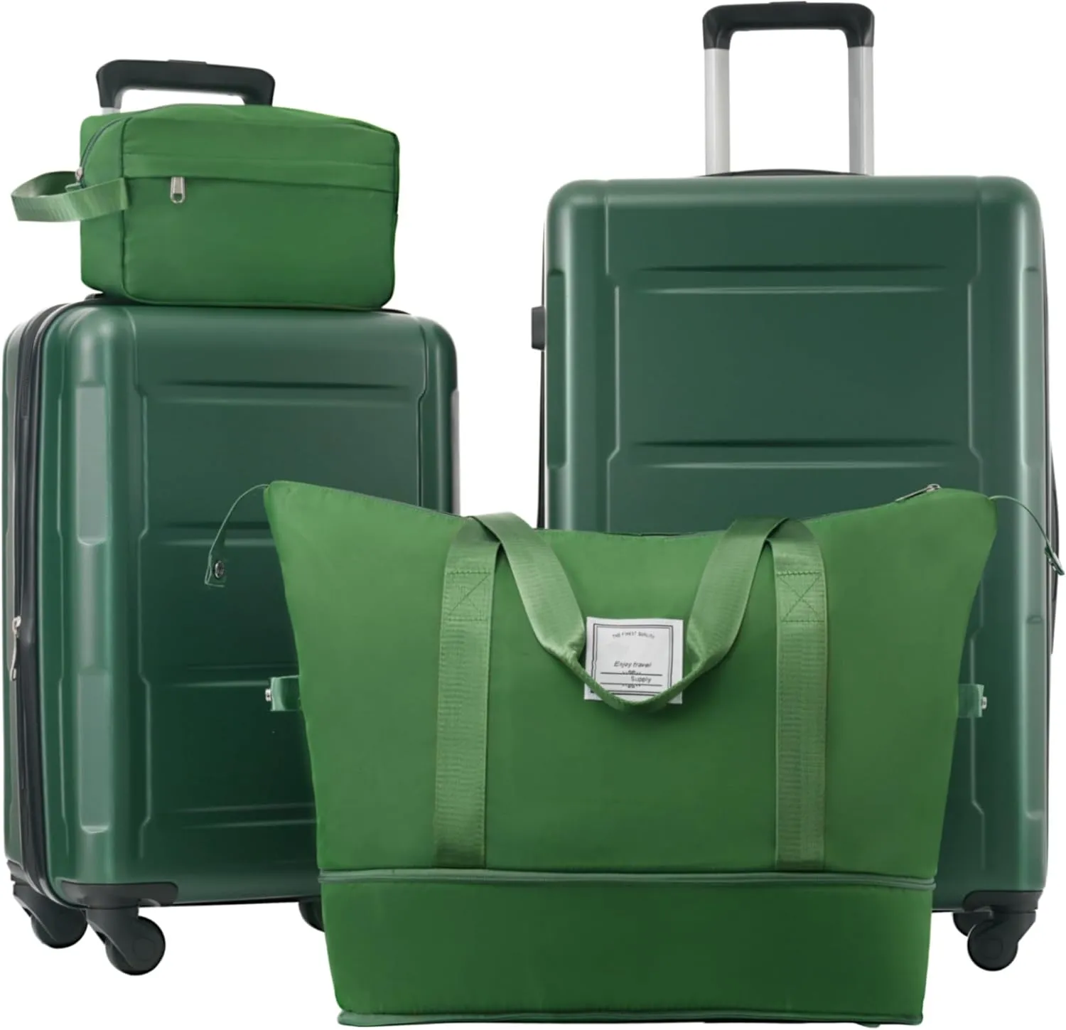 JCSD Lightweight Travel with 2 Piece Luggage Set, Expandable Spinner Wheels, Durable ABS Suitcase, Green