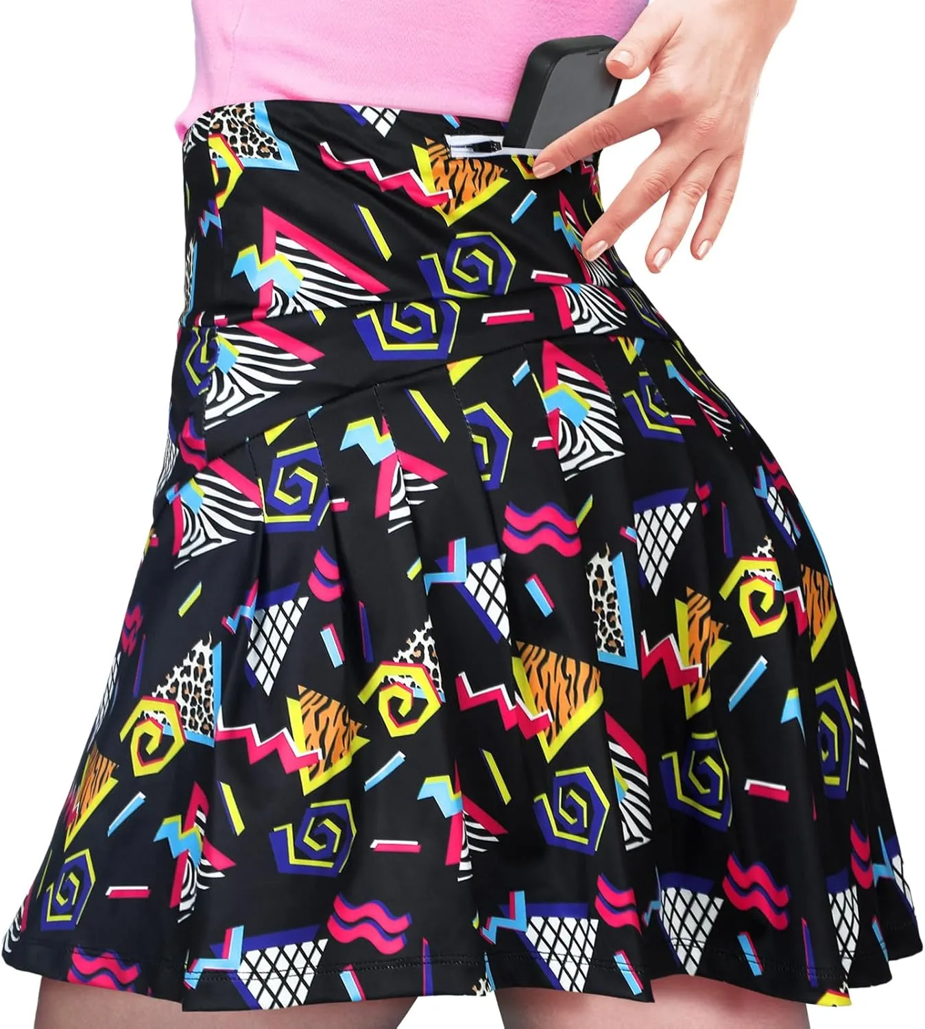 JenPen Retro 80s 90s Skirt for Women Tennis Skirt Golf High Waisted Athletic with Pockets for Retro Halloween Party